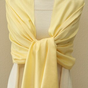 Sale slightly defect soft light yellow scarf, bridesmaid wrap, bridal shawl, bridesmaids gifts personalized image 3