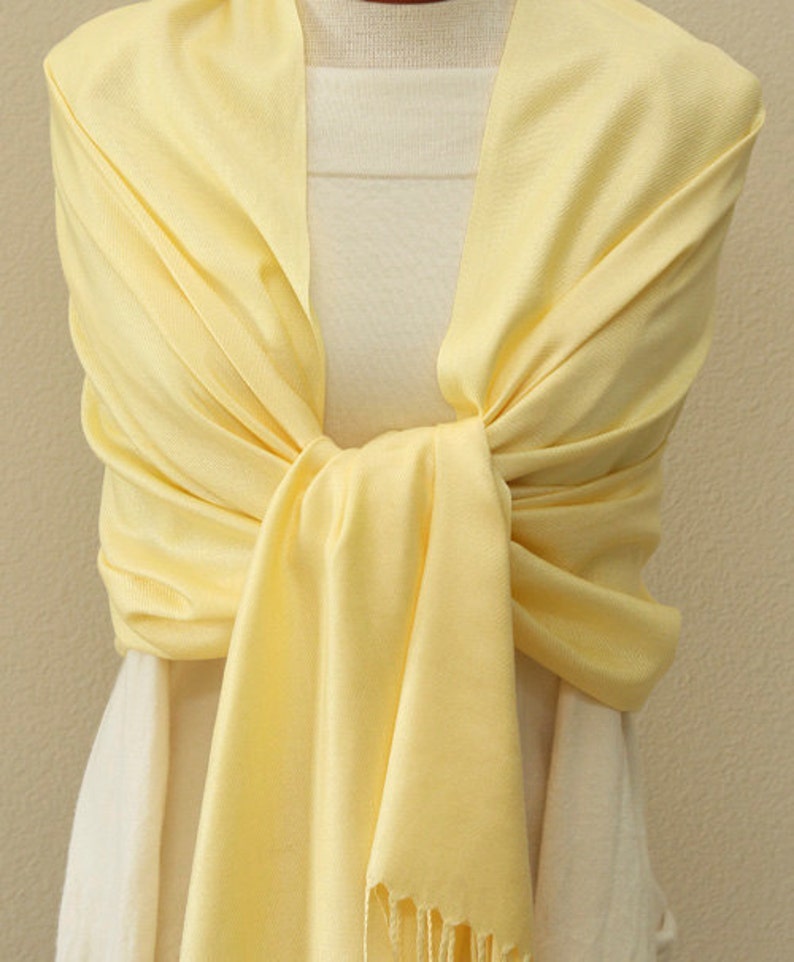 Sale slightly defect soft light yellow scarf, bridesmaid wrap, bridal shawl, bridesmaids gifts personalized image 3