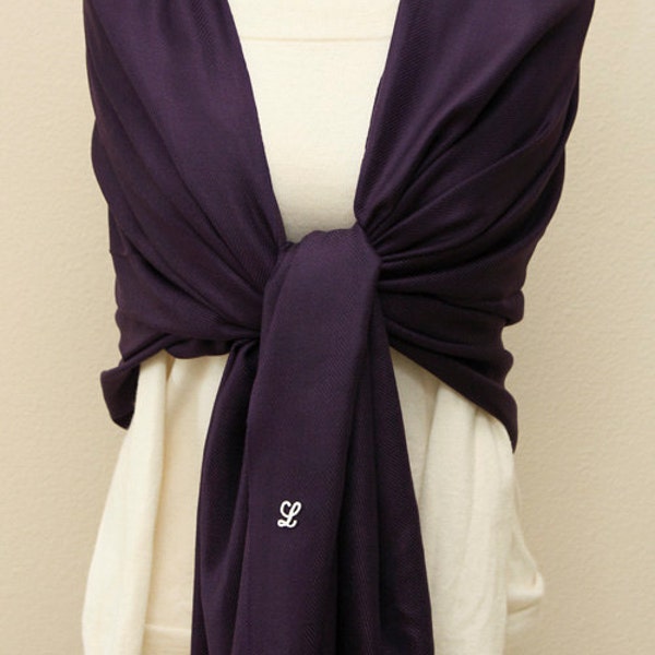 2 eggplant shawls with monogram