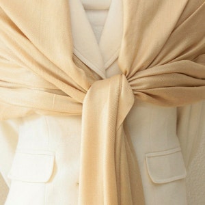 sale slightly defect champagne scarf, shawl wrap with monogram image 3