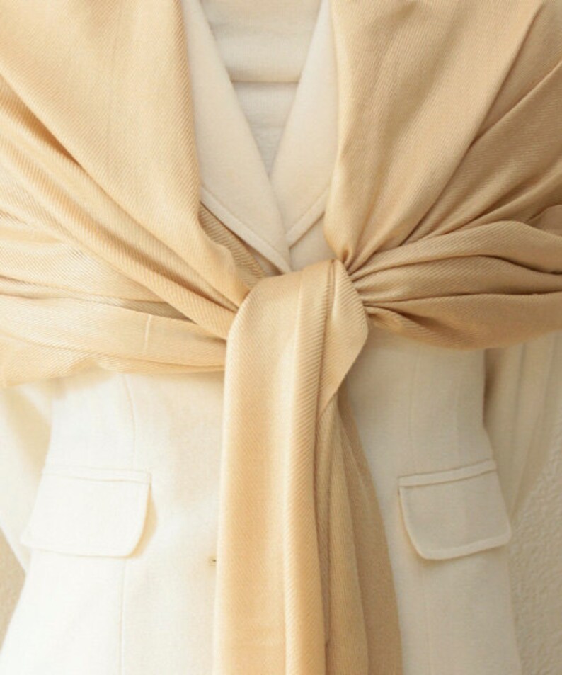 sale slightly defect champagne scarf, shawl wrap with monogram image 3