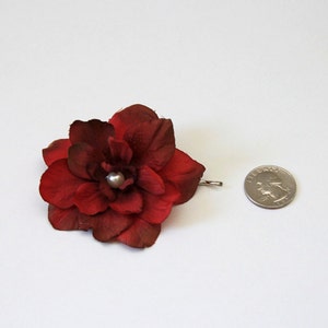 Set of 2 burgundy red delphinium flower hair pins, bridal, bridesmaids hair pieces image 2