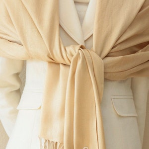sale slightly defect champagne scarf, shawl wrap with monogram