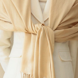 sale slightly defect champagne scarf, shawl wrap with monogram image 1