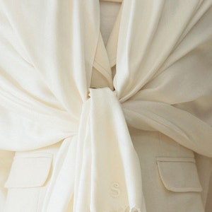 Wedding gift ideas, clearance slightly defect ivory shawl scarf wrap, bridesmaid gifts with monogram image 1