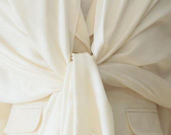 Sale - slightly defect ivory shawl scarf wrap bridesmaid gifts with monogram