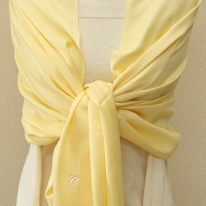 Sale slightly defect soft light yellow scarf, bridesmaid wrap, bridal shawl, bridesmaids gifts personalized image 1