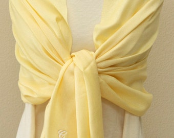 Sale slightly defect soft light yellow scarf, bridesmaid wrap, bridal shawl, bridesmaids gifts personalized