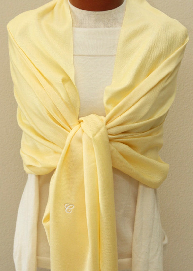 Sale slightly defect soft light yellow scarf, bridesmaid wrap, bridal shawl, bridesmaids gifts personalized image 1