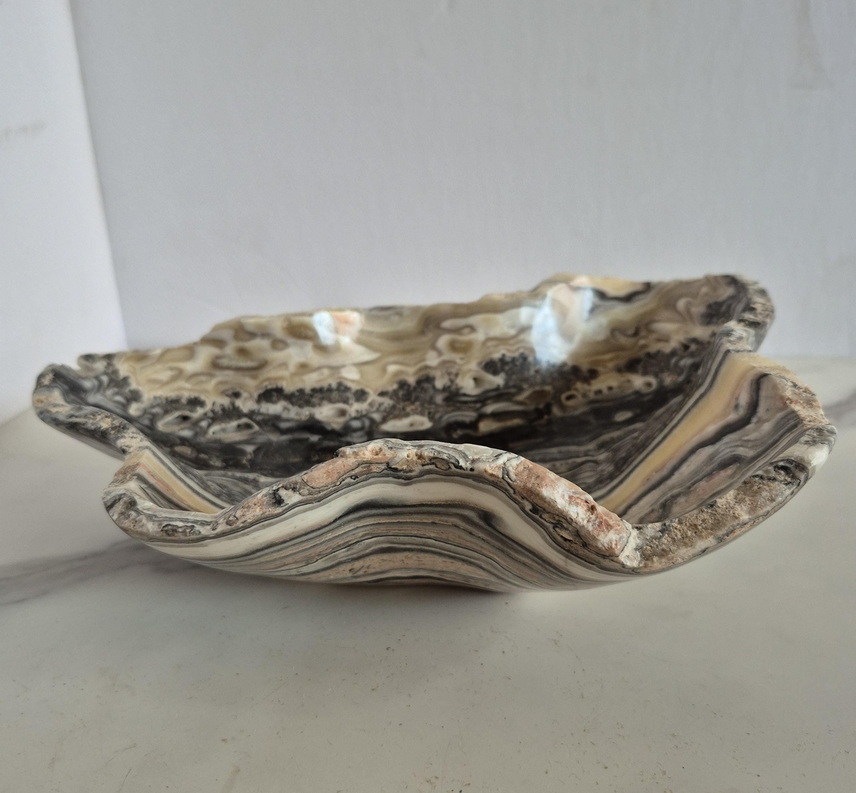 Mexican zebra onyx  crystal bowl. beautiful home decor and a gift for her or him