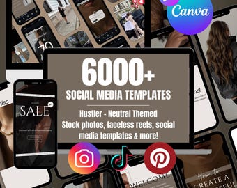 Neutrale Canva-sjablonen voor sociale media: Instagram, Pinterest, e-book (PLR)