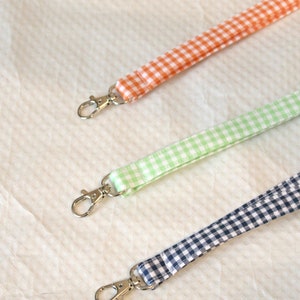 Blue Lanyard / Green Gingham Lanyards / Key Lanyards/ID Badge Holders /Cute Lanyards/ Keychains/ Nurse Lanyards / Orange Fabric Lanyards