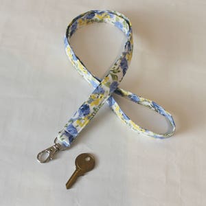 Blue Lanyard / Blue White Print Lanyard/ Lanyard ID Badge Holder/Floral Print Keychain Lanyard/Teacher Lanyard/ Cute Lanyards/Gifts under 15