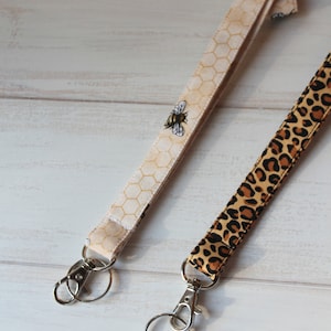 Honey Bee Lanyard, Cheetah Print Lanyard, ID Badge Lanyard, Animal Lanyard, ID Badge Holder, Fabric Lanyard, Teacher Lanyards,Gifts Under 10