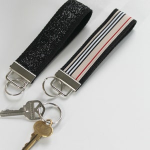 Striped Key Chain / Black Glitter Key Fob / Key Fob Wristlet/Beige Key Fobs/ Nurse Key Fob / Key Wristlet /Bridal Gifts /Mothers Day Gifts