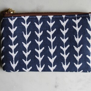 Blue zipper pouch, fabric coin purse, blue and white coin purse, small zipper pouch, credit card pouch, gifts for her, small money wallet