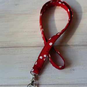 Red Lanyard, Floral Lanyard, Poppy Lanyard, Badge Lanyard, Key Lanyards, ID Badge Holder, Fabric Lanyards, Teacher Lanyards, Gifts Under 10