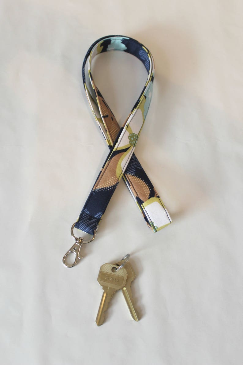 Floral Lanyard / Navy Floral Lanyard / Badge Lanyard / Etsy