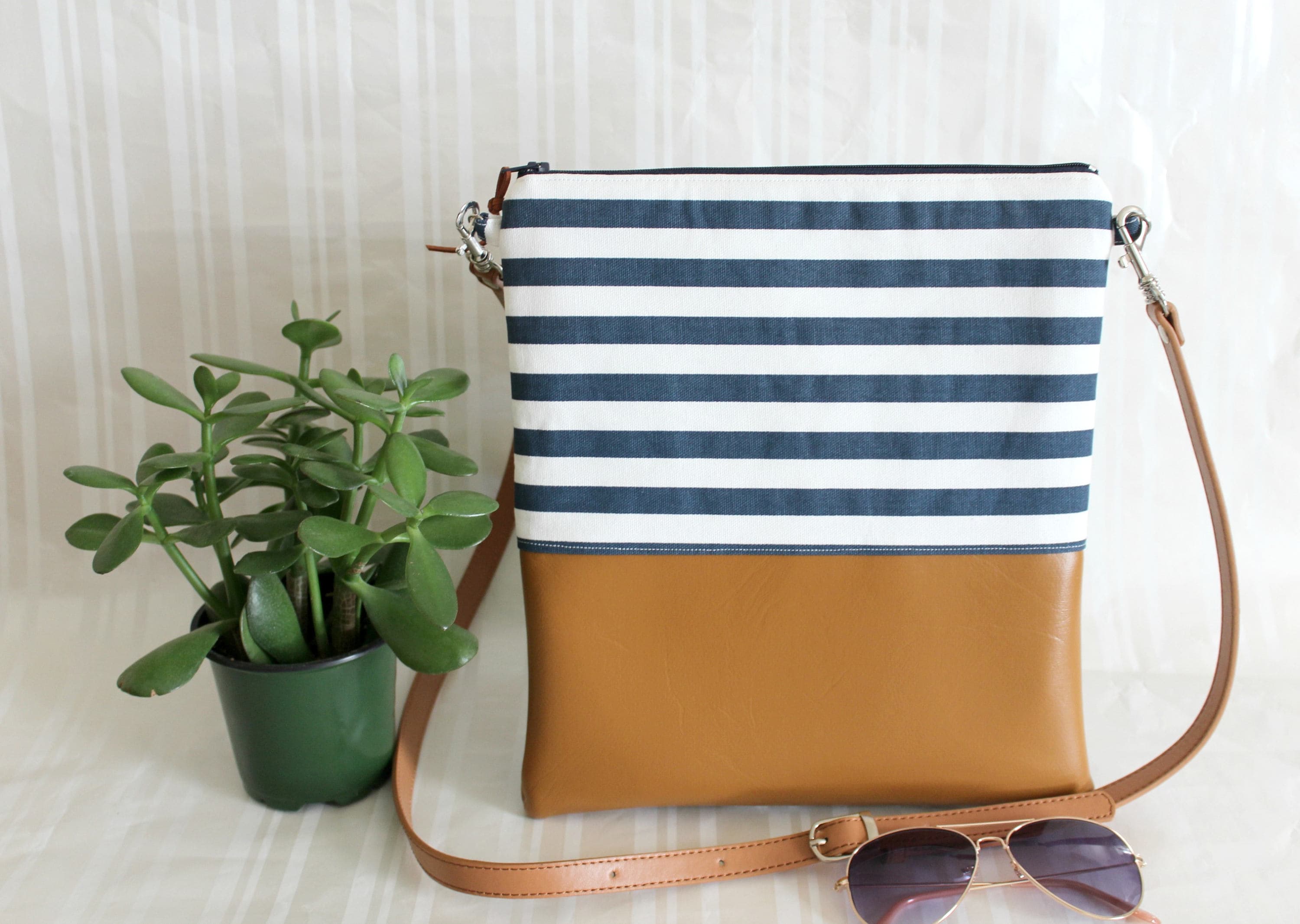 Navy Blue Striped Crossbody Bag Etsy