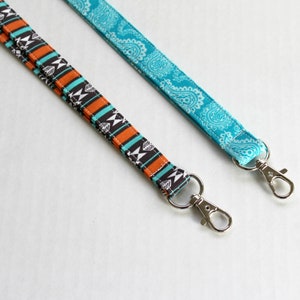 Blu cordino - cordino marrone tribale - cordino lungo chiave - ID Strap-insegnante cordino - carina Boho cordino - Fabric Lanyard - Paisley cordino