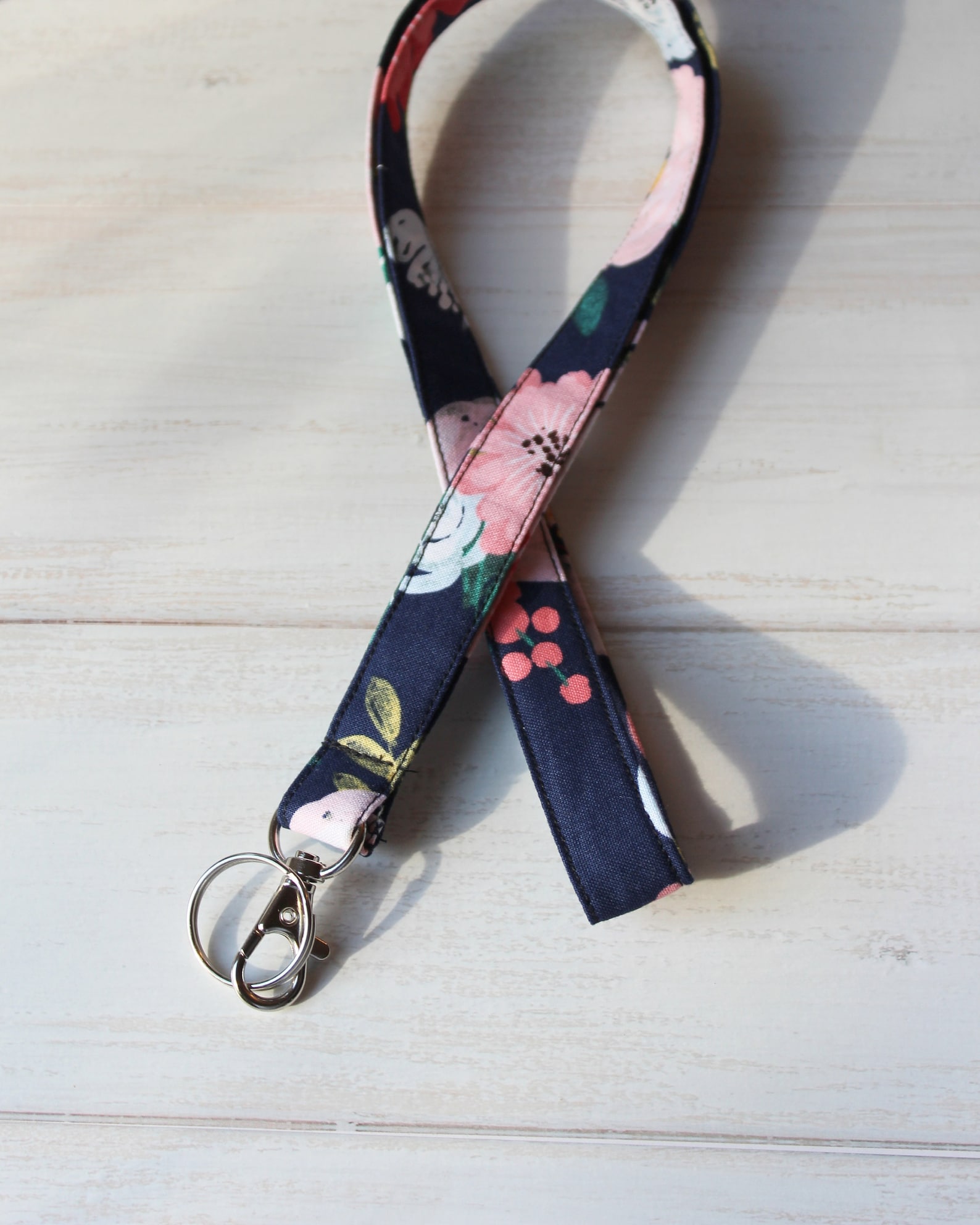 Blue Lanyard Floral Lanyard Keys Lanyard Badge Lanyard Key Etsy