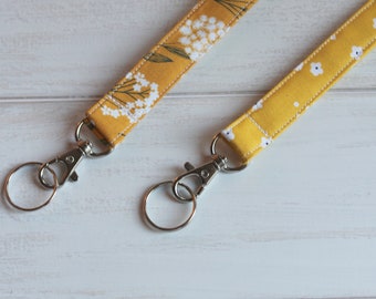 Yellow Lanyard, Floral Lanyard, Mustard Lanyard, Nurse Lanyard, Key Lanyards, Badge Lanyard, Fabric Lanyard, Teacher Lanyards, Gift Under 10