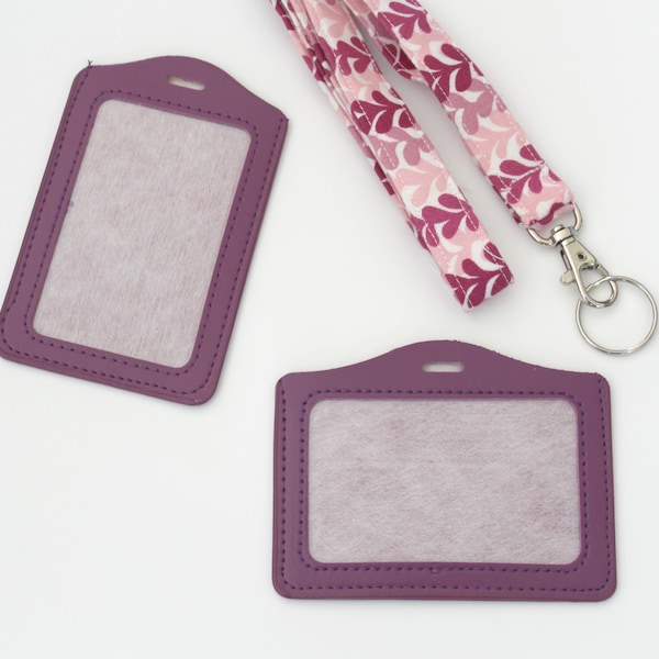 Purple Badge ID Holder / Vinyl Vertical Holder / Purple ID Badge /Vinyl Sleeve /Lanyard Badge Holder/ ID Holder/Horizontal Vinyl Card Sleeve