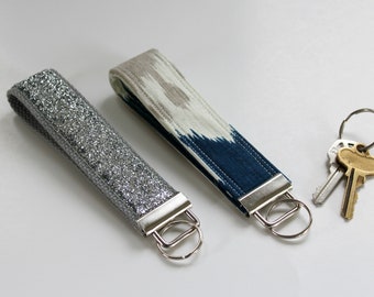Silver Key Chain / Blue Key Fob/ Blue Keychain/ Nurse Key Fob / Key Wristlet /Gifts for Under 10 / Bridal Gifts / Mothers Day Gift/Wristlet