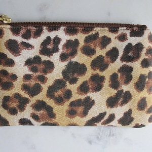 Bolsa con cremallera con estampado de leopardo, monedero negro y marrón, bolsa para dinero, bolsa con cremallera pequeña, bolsa para tarjetas de crédito, regalos para ella, billetera pequeña