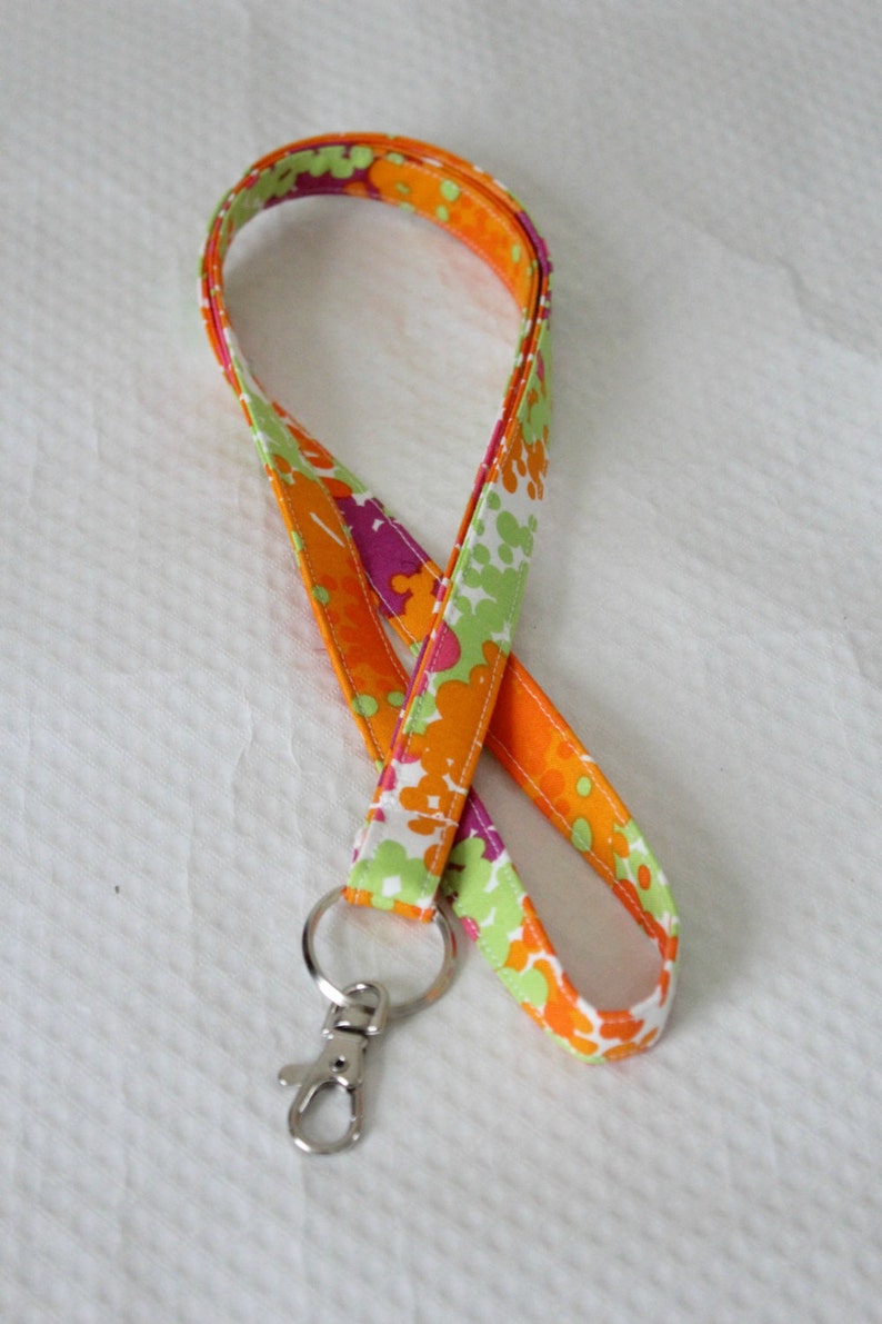 Orange Lanyard / Girly Lanyard / Key Lanyard / Floral ID Badge Etsy