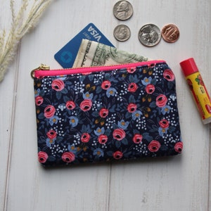 Small Zipper Pouch, Fabric Coin Purse, Rifle Paper Co Floral