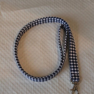 Blue Lanyard / Gingham Lanyards /Key Lanyards/ID Badge Holders/Cute Lanyards/ Keychains/Nurse Lanyards /Fabric Lanyards / Gifts for Under 10 image 1