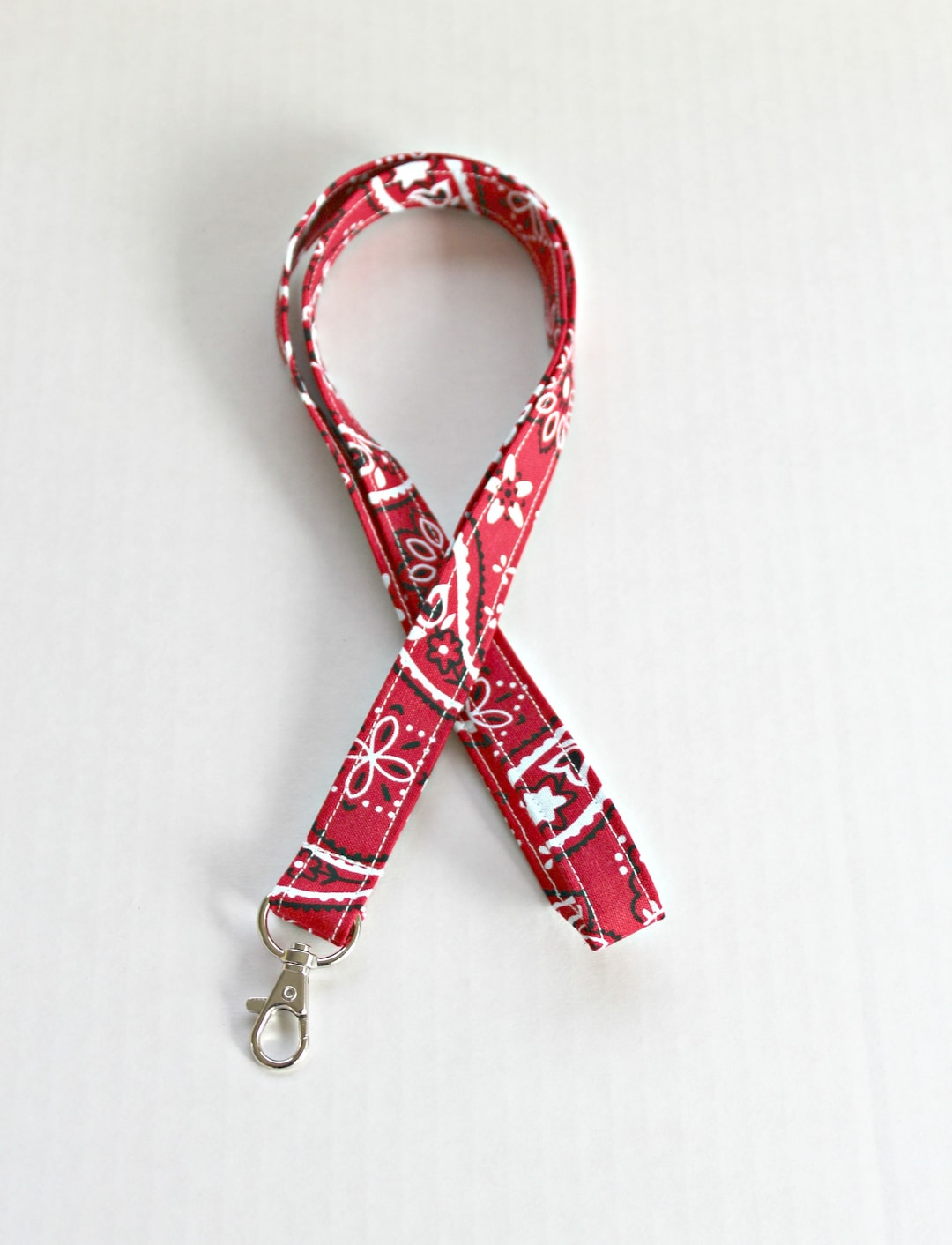 Red Black Lanyard / Boho Lanyards / ID Badge Holder /cute Lanyard/ Paisley Keychain / Pretty