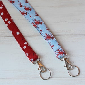 Blue Lanyard, Red Floral Lanyard, Lobster Lanyard, Nurse Lanyard, Key Lanyard, Badge Lanyard, Fabric Lanyard, Teacher Lanyard, Gift Under 10