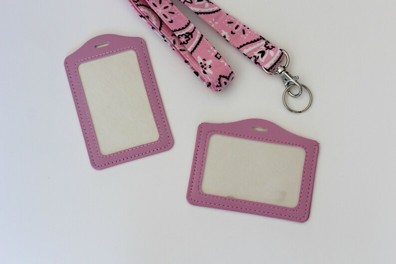 Pink Badge ID Holder / Vinyl Vertical Holder / Pink ID Badge / Etsy