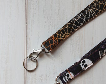 Halloween Lanyards, Spider Webs Lanyards, Orange Black Lanyard, Skull Heads Lanyard, Teacher Lanyards, Nurse Lanyards, Gifts, Ready to Ship