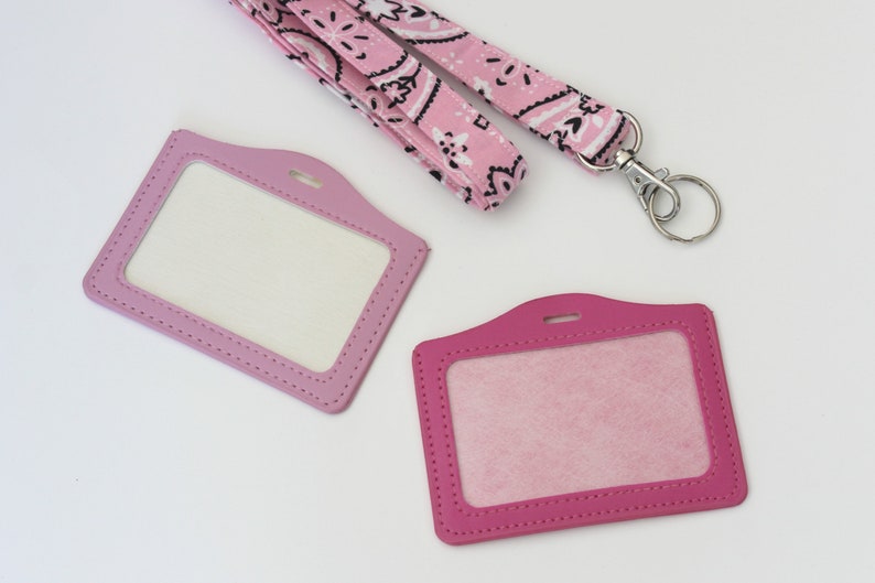 Pink Badge ID Holder / Vinyl Vertical Holder / Pink ID Badge / Etsy