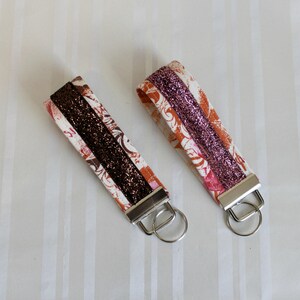 Pink Key Fob / Brown Glitter Key Chain /Teacher Key Fobs/ Nurse Key Fob / Key Wristlet /Gifts for Under 15 / Bridal Gifts / Holiday Gifts