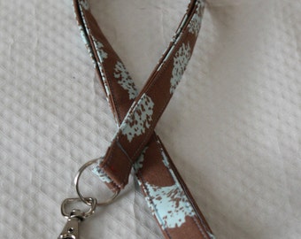 Floral Lanyard /Brown Blue Lanyards/Lanyards/ID Badge Holders /Cute Lanyards/Keychains/Nurse Lanyards /Fabric Lanyards / Gifts for Under 10