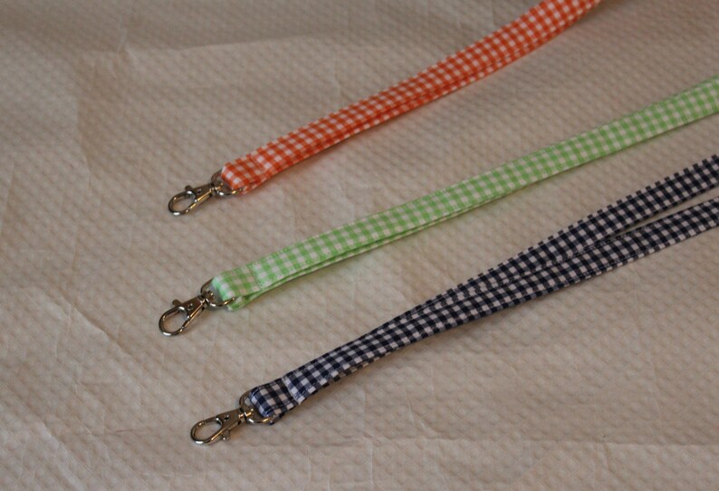 Blue Lanyard / Gingham Lanyards /Key Lanyards/ID Badge Holders/Cute Lanyards/ Keychains/Nurse Lanyards /Fabric Lanyards / Gifts for Under 10 image 3