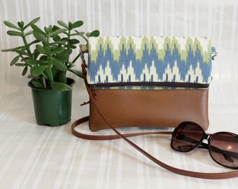 Foldover Crossbody Bag,Simple CrossBody Bag,JULIA CrossBody Purse,Everyday Bag,Hobo Handbag,Blue Green Crossbody Bag,Boho Bag,Gifts under 50