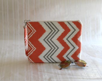 Orange Clutch / Reißverschluss Kupplung / Chevron Kupplung / süße Handtasche / Tasche / Reißverschluss Geldbörse /Casual Geldbeutel /Zipper Beutel / Ipad Tasche / Geschenke unter 25