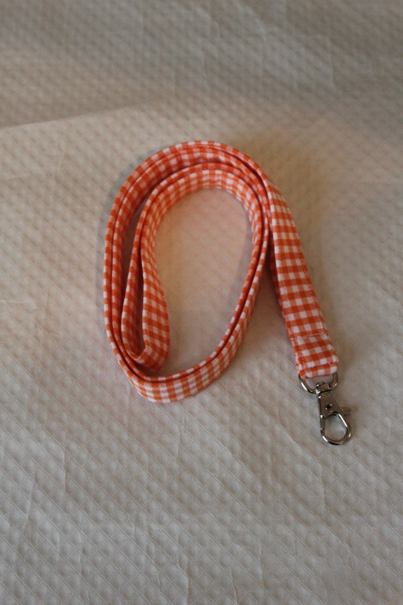 Orange Lanyard / Gingham Lanyards/key Lanyards/id Badge Etsy