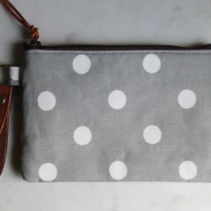 Estuche gris con cremallera, Monedero de tela, Monedero gris y blanco, Estuche pequeño con cremallera, Estuche para tarjetas de crédito, Regalos para ella, Cartera pequeña