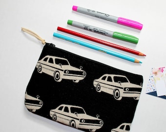 Zipper Pouch, Black Zipper Pouch, Makeup Bag, Cars Zipper Pouch, Makeup Purse, Zipper Bag, Casual Purse, Cosmetic Pouch, Gifts for 10