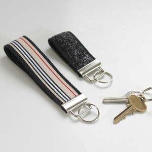Striped Key Chain / Black Glitter Key Fob / Key Fob Wristlet/Beige Key Fobs/ Nurse Key Fob / Key Wristlet / Bridal Gifts / Birthday Gifts