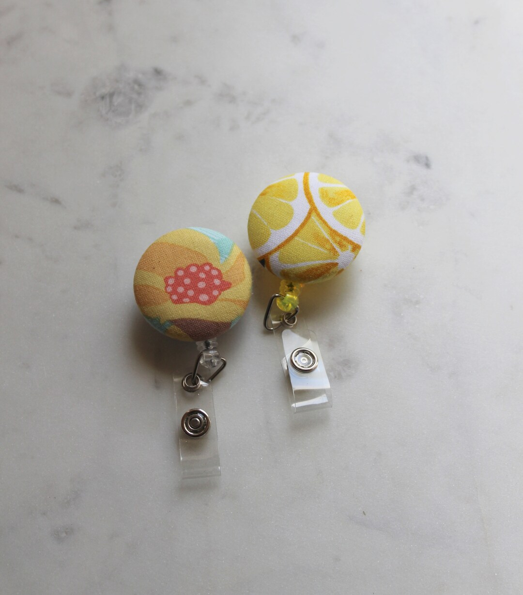 Retractable Badge Reel, Yellow Floral Badge Holder, Nurse Badge Reel