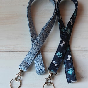 Blue Lanyard, Paws Print Lanyard, ID Badge Lanyard, Key Lanyards, ID Badge Holder, Animal Print Lanyards, Teacher Lanyards, Gifts Under 10