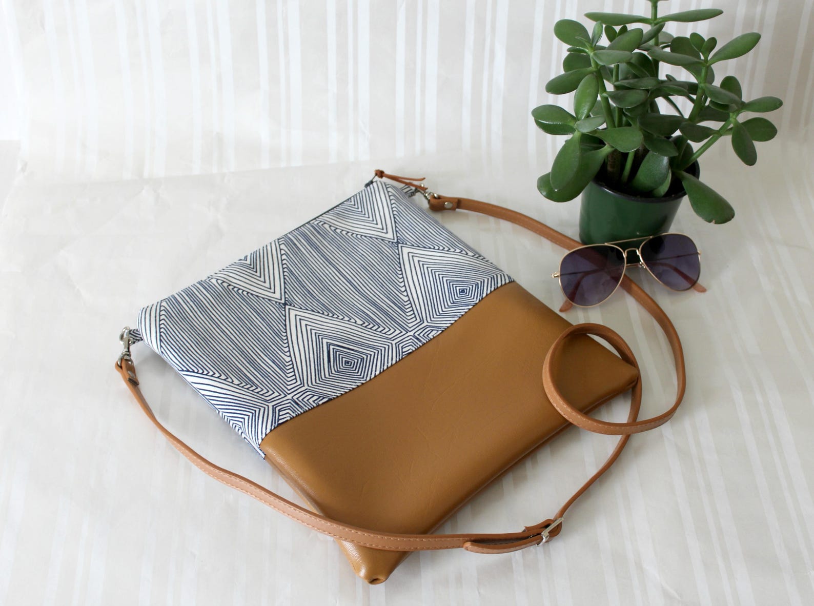 Blue Crossbody Bag Simple Crossbody Bag Geometric Crossbody Etsy