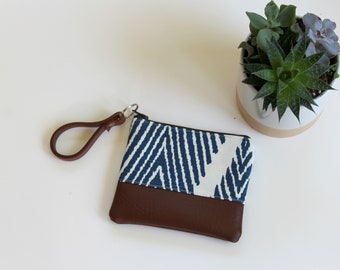 Münzbeete, blaue und weiße Münztasche, Münzpouch, Geldbeutel, Geschenk für sie, Womens Wallet, Zipper Pouch, Kleines Wallet, Boho Coin Purse